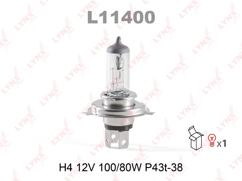 Лампа H4 12V 100/80W P43t н/о