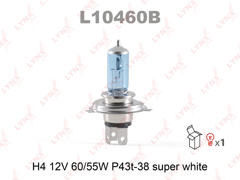 Лампа H4 12V 60/55W P43t н/о SUPER WHITE