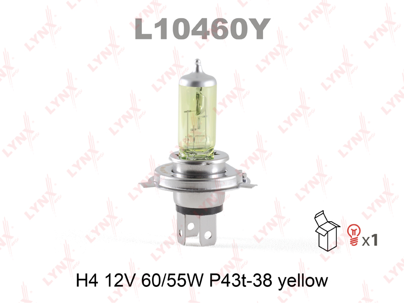 Лампа H4 12V 60/55W P43t н/о YELLOW желтая