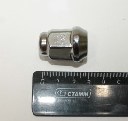 Гайка колеса М12*1,5 Хром Конус закр., Toyota, Mazda, Mitsubishi, Hyundai литой диск ключ 19мм