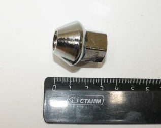 Гайка колеса М12*1,5 Хром широкий конус (диам кон 32мм), закр., (Форд) 1567143 (цельнолитая) ключ 19мм