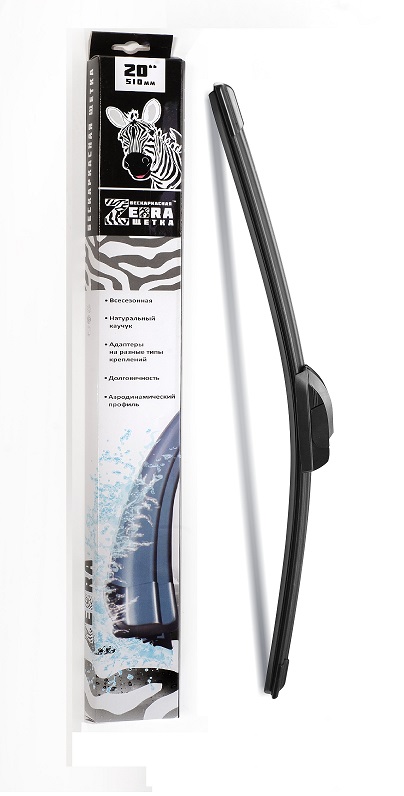 Щетка стеклоочистителя бескаркасная 20  51 см  ZEBRA  4 адаптера