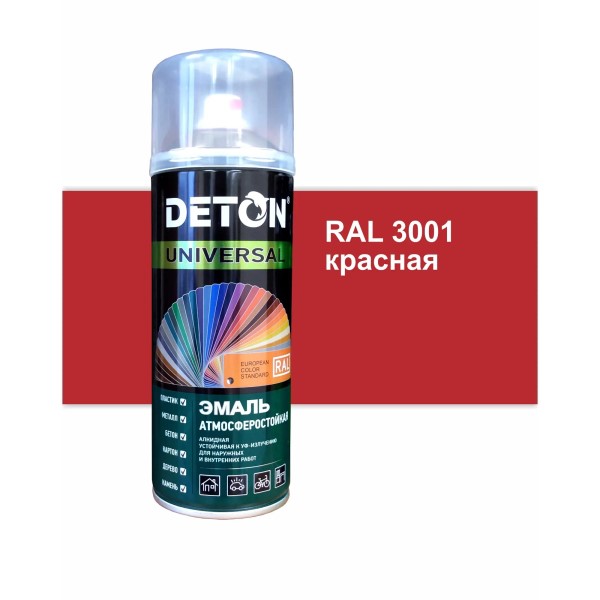 Краска спрей DETON алкид. № 3001 Красная 520 мл
