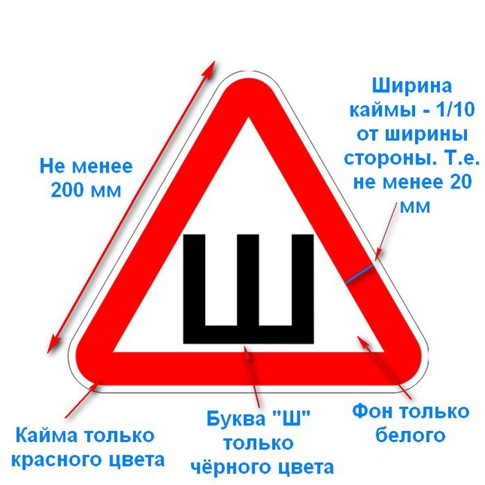 Наклейка Автознак Шипы 20*20 ГОСТ