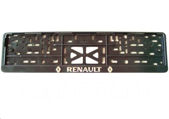 Рамка под номер с защелкой серебро  RENAULT  рельеф