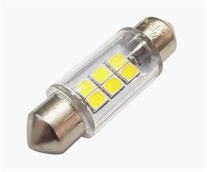 Лампа салонная 12V C10W T11 SV8.5 6 SMD 36мм