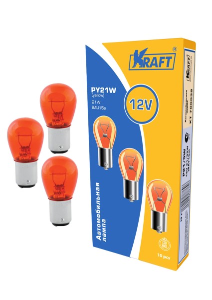 Лампа 1-конт. 12V PY21/5W с цок. BAU15s желтая