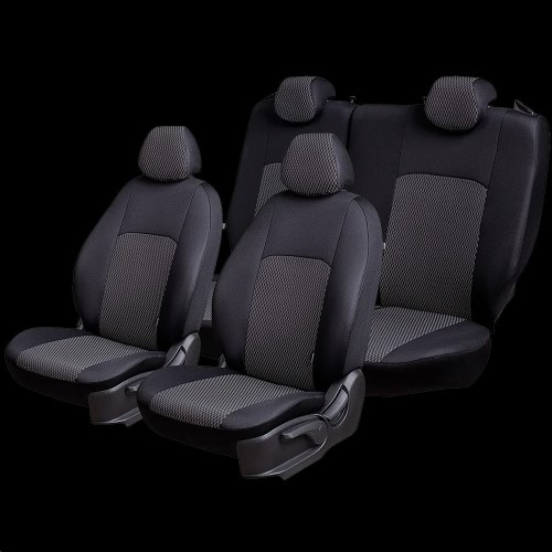 Чехлы на сиденье Chevrolet Aveo-1 Т200/Т250 хетчбэк 03.2002-12.2015г. 60/40 3Г Дублин Жаккард черный (разд.зад.спинка)