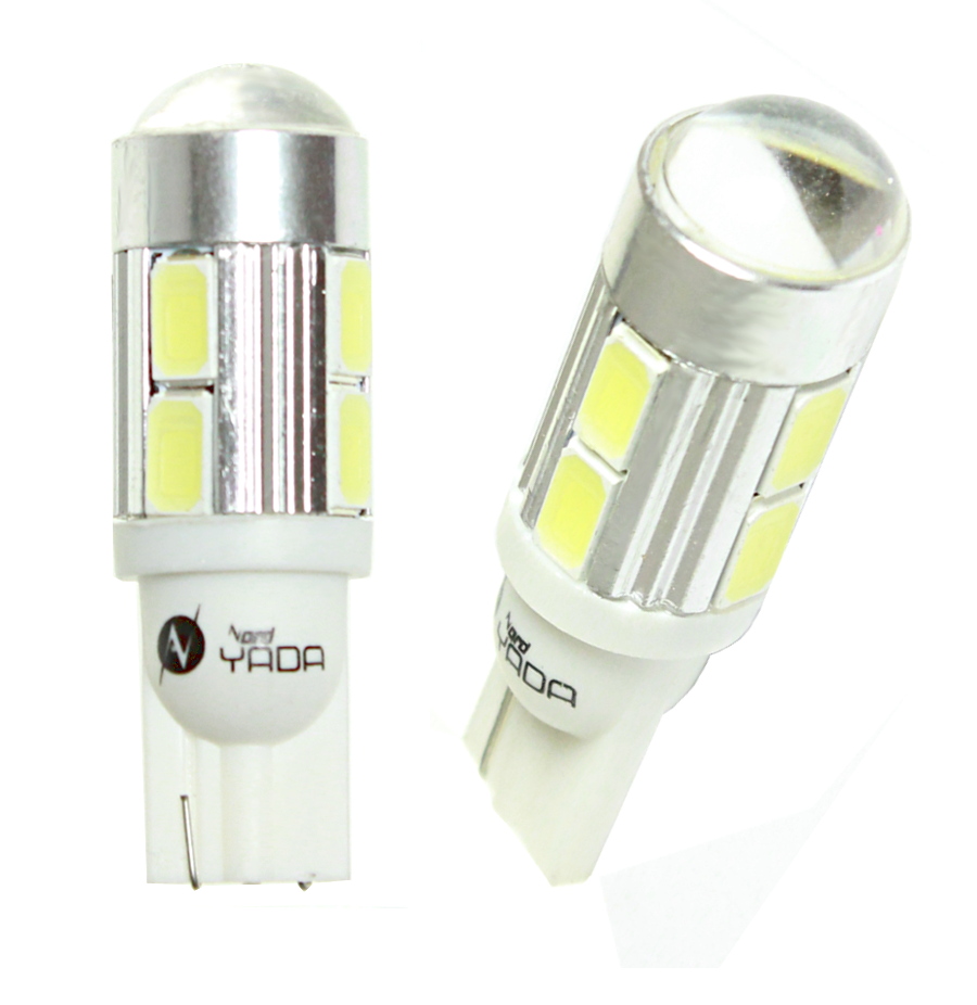 Лампа габарит. 12V W5W T10 10 SMD без цок. W2.1x9.5d с увеличивающей линзой