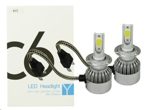 Лампа H7 12V LED 36W/3800LM 6000K 2 шт (со встр. вентилятором)