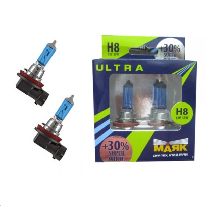 Лампа H8 12V 35W PGJ19-1 набор +30%  ULTRA  SUPER WHITE
