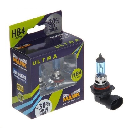 Лампа HB4 12V 55W P22d (9006) набор +30%  ULTRA  SUPER WHITE