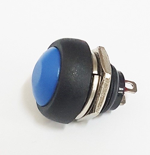 Выключатель-кнопка 250V 1А (2с) ON-OFF Б/фикс. синий Micro