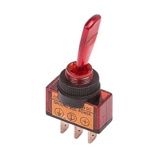 Тумблер 2-х позиц. 12V 20А (3c) ON-OFF однополюсный с красной подсветкой