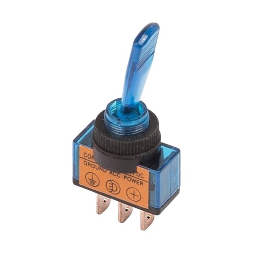 Тумблер 2-х позиц. 12V 20А (3c) ON-OFF однополюсный с синей подсветкой