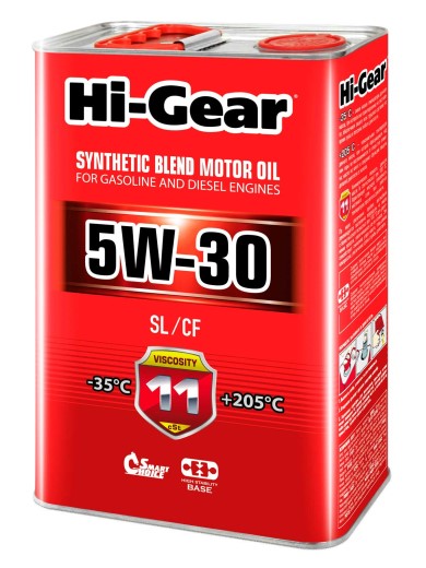 Масло моторное Hi-Gear 5W30 SL/CF A3/B4 (4л.) полусинтетическое. (бенз., диз.)