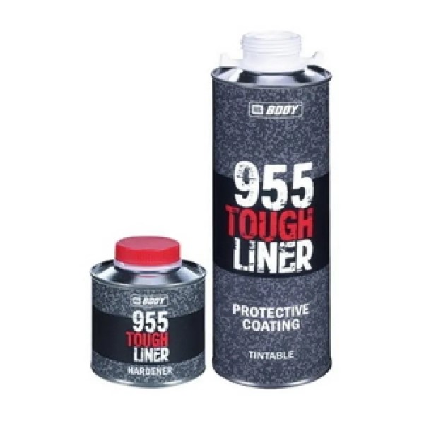 Защитное покрытие 2К (0,6 л.+0,2 л. отверд.) сверхпрочное, черное  TOUGH LINER