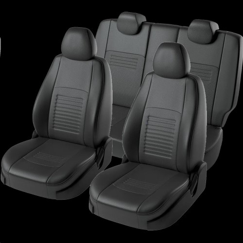 Чехлы на сиденье Nissan X-Trail-3 T32 с 09.2013г. 60/40 2П+1Г Турин Экокожа черная/черная нить (разд.зад.спинка)
