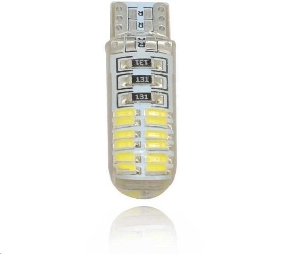 Лампа габарит. 12V W5W T10 24 SMD без цок. W2.1x9.5d силикон
