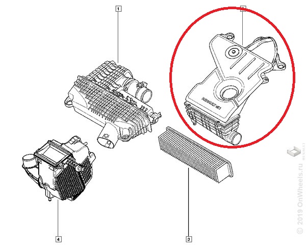 Корпус в/фильтра Renault Duster 1.5dCi