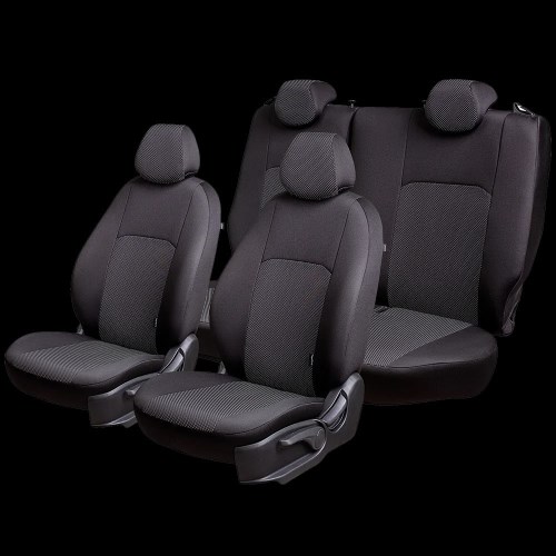 Чехлы на сиденье Hyundai Getz-1 10.2005-09.2011г. 40/60 3Г Дублин Жаккард черный (разд.зад.спинка)