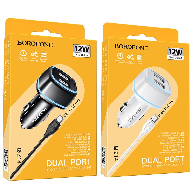 Зарядное устр-во в прикур. 2 USB 2.4A + кабель micro USB /Android/