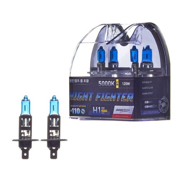 Лампа H1 12V 55W P14,5s набор +110% Night Fighter 5000K (2 шт)