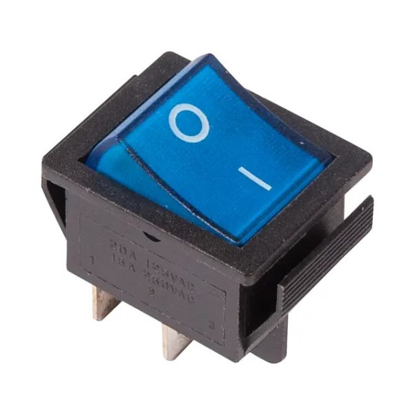 Выключатель клавишный 250V ON-OFF 16А 4 конт. синий