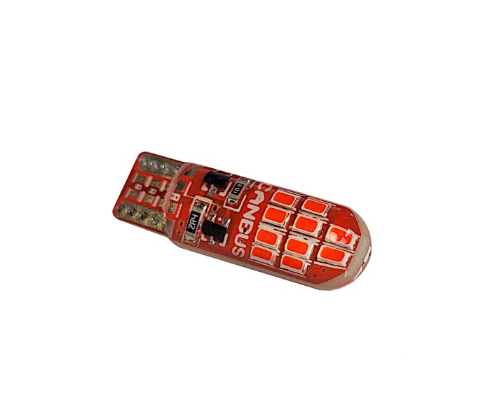 Лампа габарит. 12V W5W T10 20 SMD без цок. W2.1x9.5d CANBUS красный