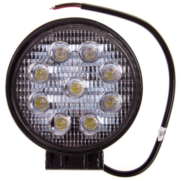 Фара светодиодная дополнительная 9 SMD 27W, 12/24V, 6000K  113*113(128)*25 мм (круглая) ближний
