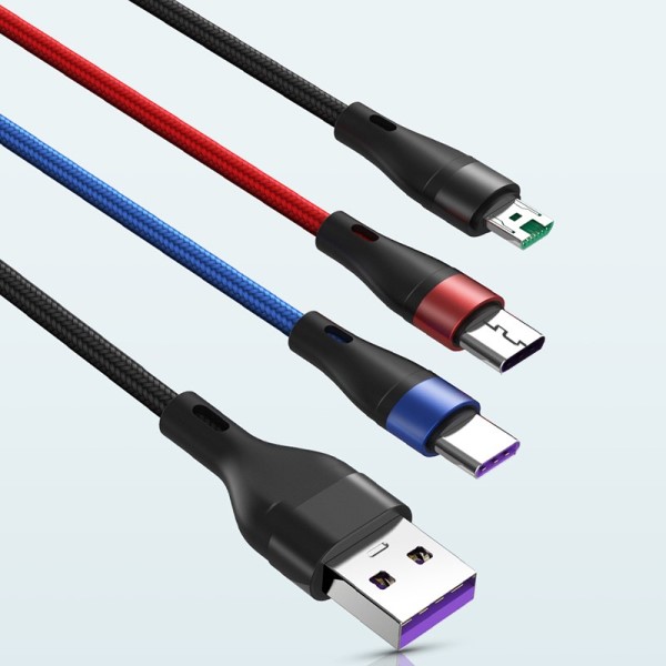 Дата-кабель универ. 3 в 1 Micro USB, Lightning, Type-C, 6А, 1.2 м