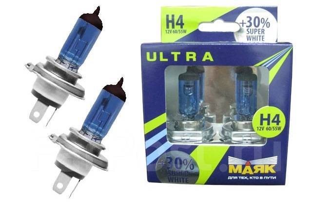 Лампа H4 12V 60/55W P43t н/о набор +30% ULTRA SUPER WHITE