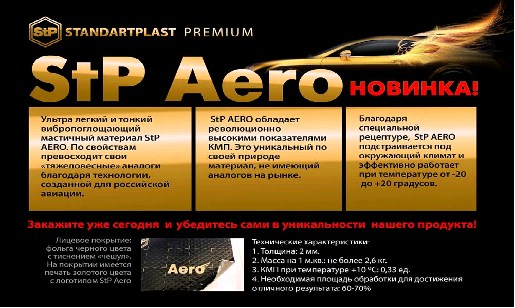 Шумоизоляция вибропоглощ. STP Aero (2х0,75х0,47) /облегченный с черн. фольгой (уп. 10 л.)