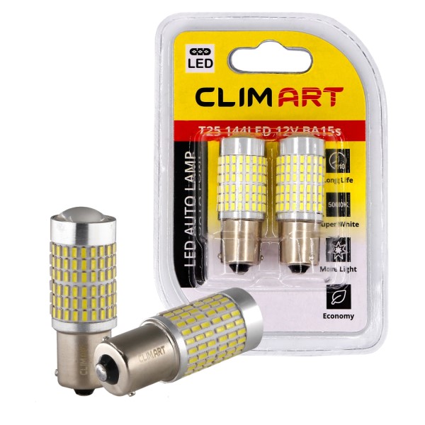 Лампа 1-конт. 12V P21W T25 144 LED с цок. BA15s (2 шт в блистере)
