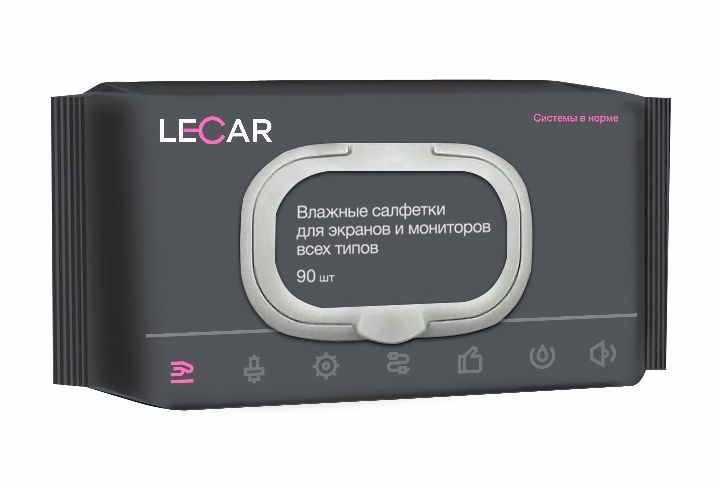 Салфетки влажные для экранов и мониторов (в уп. 90 шт) с клапаном