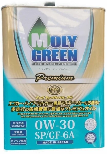 Масло моторное MolyGreen Premium 0W30 SP/GF-6 (4л.) синтетическое (бенз.)
