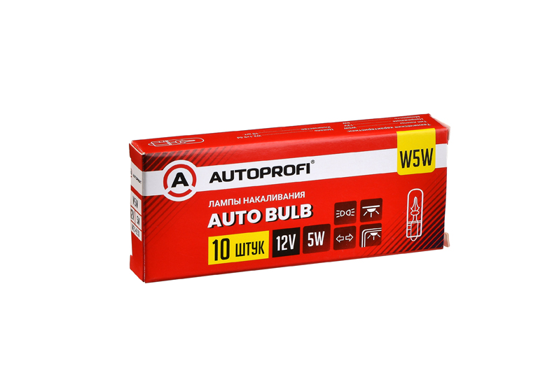 Лампа габарит. 12V W5W T10 без цок. W2.1x9.5d (упак. 10 шт)