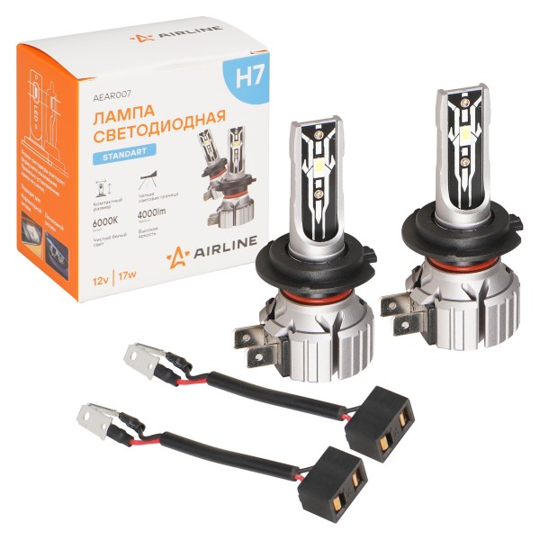Лампа H7 12V LED 17W 4000LM 6000K 2 шт (Белый) для рефлект./линз. оптики STANDART