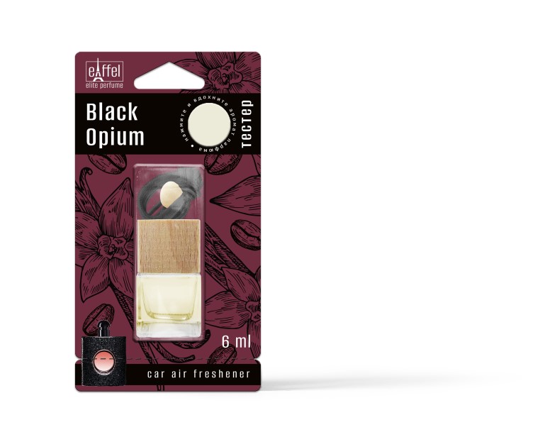 Ароматизатор подвесной Aroma Glass линейки Eiffel elite perfume Блэк Опиум 6 мл