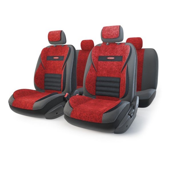 Чехлы универсальные MULTI COMFORT /черный-красный/ экокожа+флок