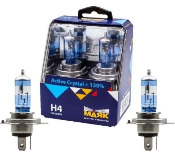 Лампа H4 12V 60/55W P43t набор +130% Active Crystal