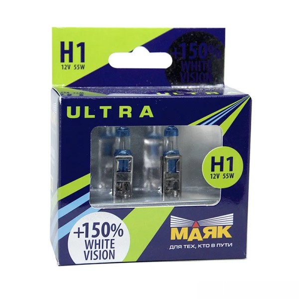 Лампа H1 12V 55W P14.5s White Vision набор +150% ULTRA