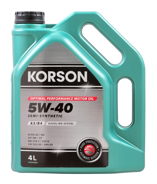 Масло моторное KORSON 5W40 A3/B4 (4л.) полусинтетическое.