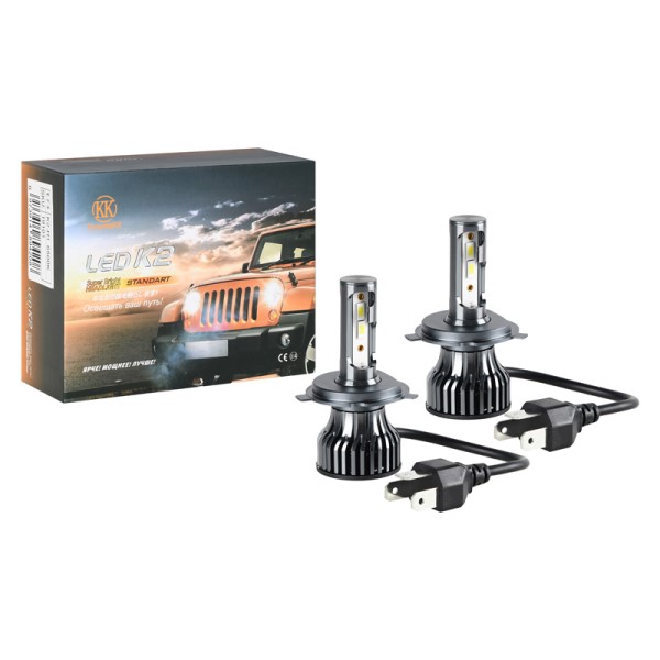 Лампа H4 12V LED 60W/3000LM 6500K 2 шт (со встр. вентилятором)