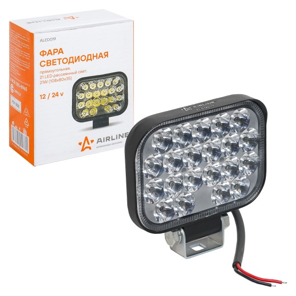 Фара светодиодная дополнительная 21 LED 21W 12-24V (прямоугольная) 108*80*35 направленный свет, PLUS