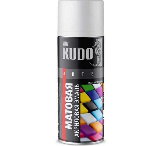 Краска спрей KUDO акрил. Белая полуматовая SATIN RAL 9003 520 мл