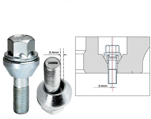 Болт колеса М12*1,25*30 Хром Конус ключ 17мм