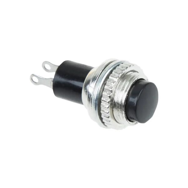 Выключатель-кнопка 250V 2А (2с) d-10,2 ON-OFF Б/фикс. черный Mini