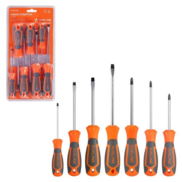 Набор отверток 7 предм. (SL3, SL5, SL6, PH0, PH, PH2), блистер -D- арт:ATAU005