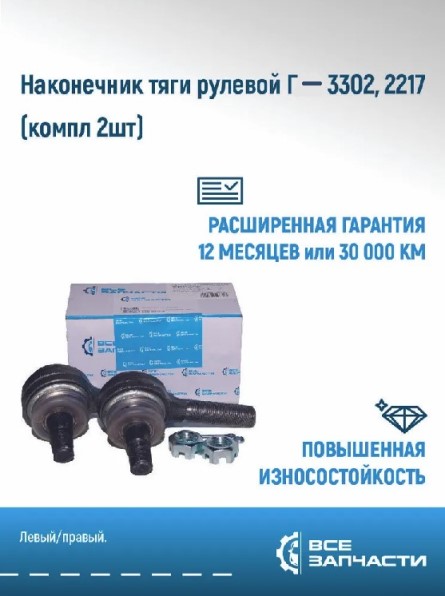 Наконечник рулевой /Г-3302/ (2шт) -D- арт:VZ.3302-3414056/57